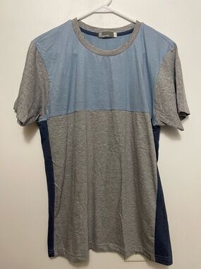 Men's Colorblock Crew Tee - Light Blue & Grey